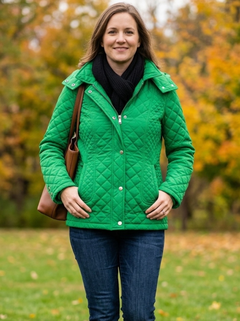 Calvin Klein Green Women's Coat With Removable Hood